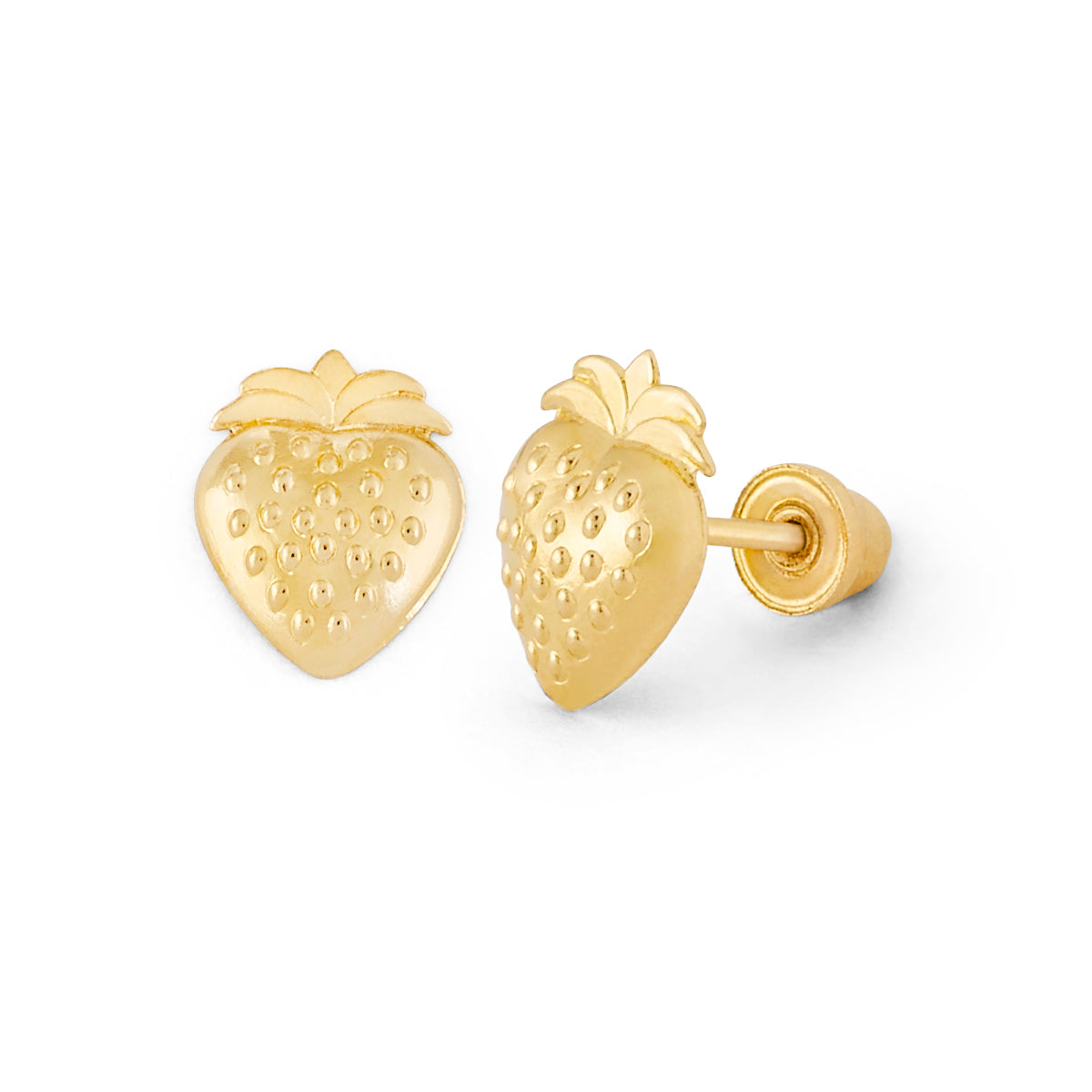 14K Gold Screw Back Strawberry Earring