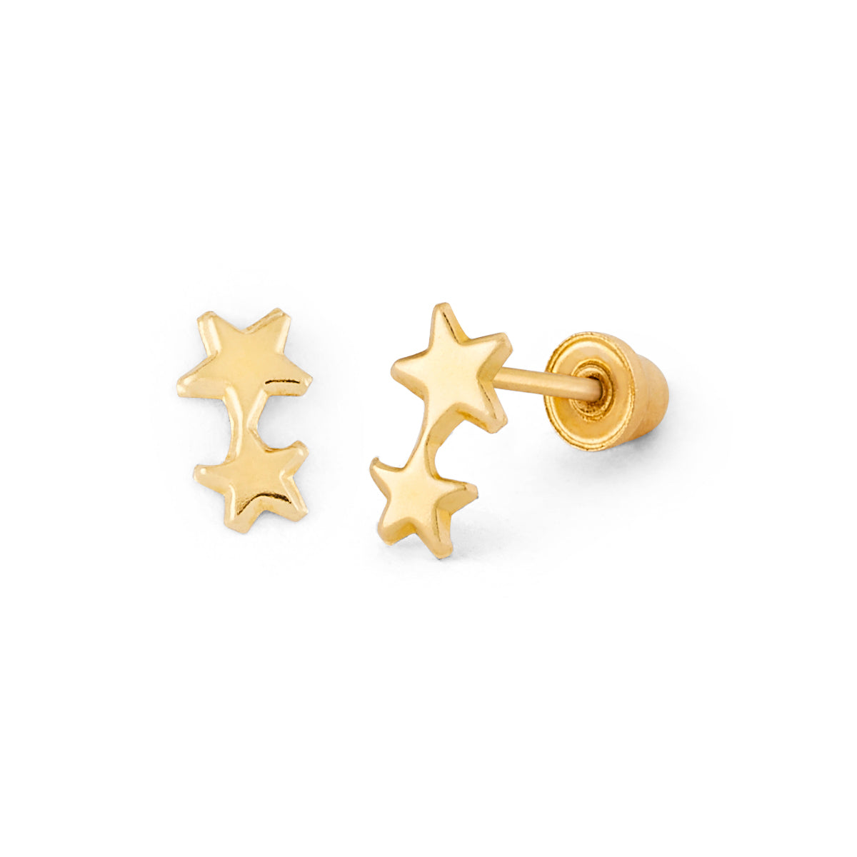 14K Gold Screw Back Star Earring