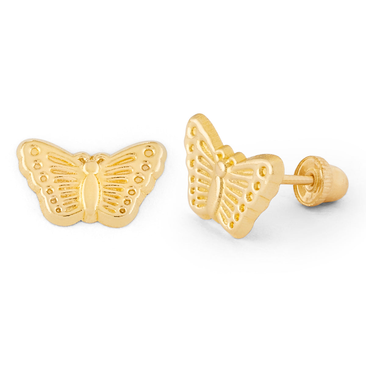 14K Gold Butterfly Screw Back Earring