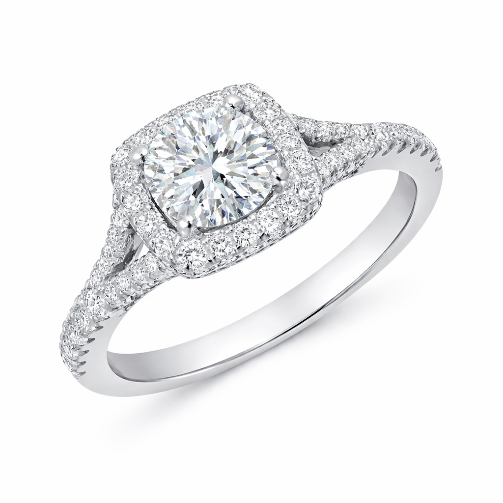 Silver 925 Rhodium Plated 1 Carat Moissanite Solitaire Ring
