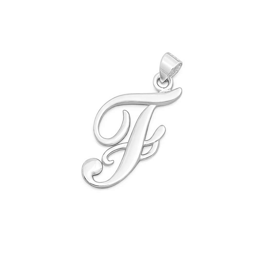 Rhodium plated 925 Silver Initial Pendants 30mm