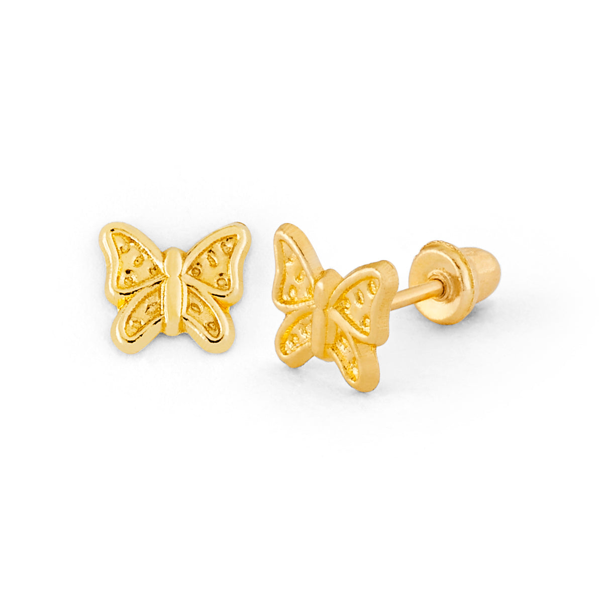 14K Gold Butterfly Screw Back Earring