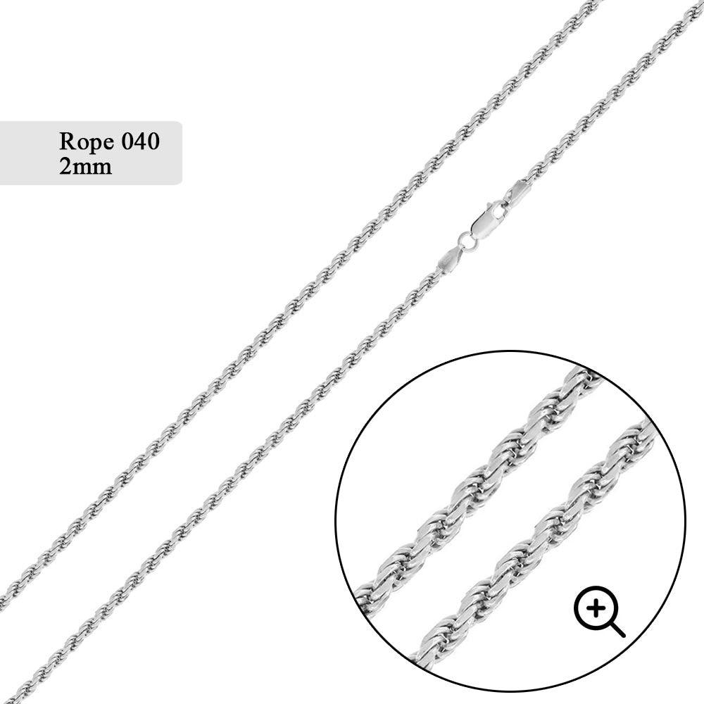 Rope 040 Chain or Bracelet 2mm
