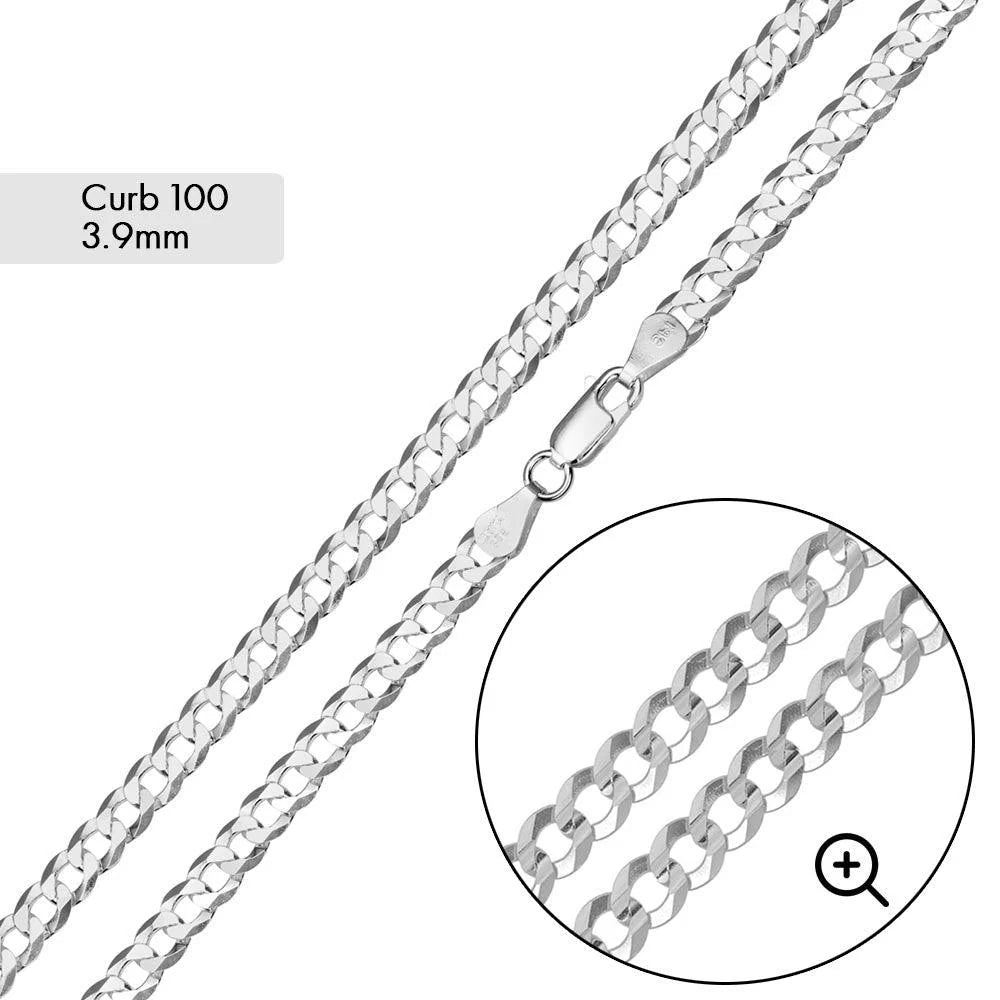 Curb 100 Chain or Bracelet 3.9mm