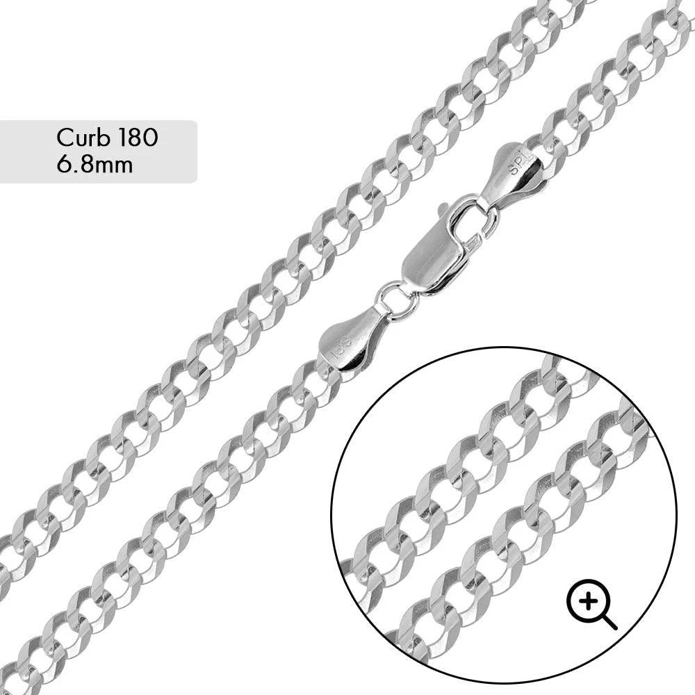 Curb 180 Chain or Bracelet 7.2mm