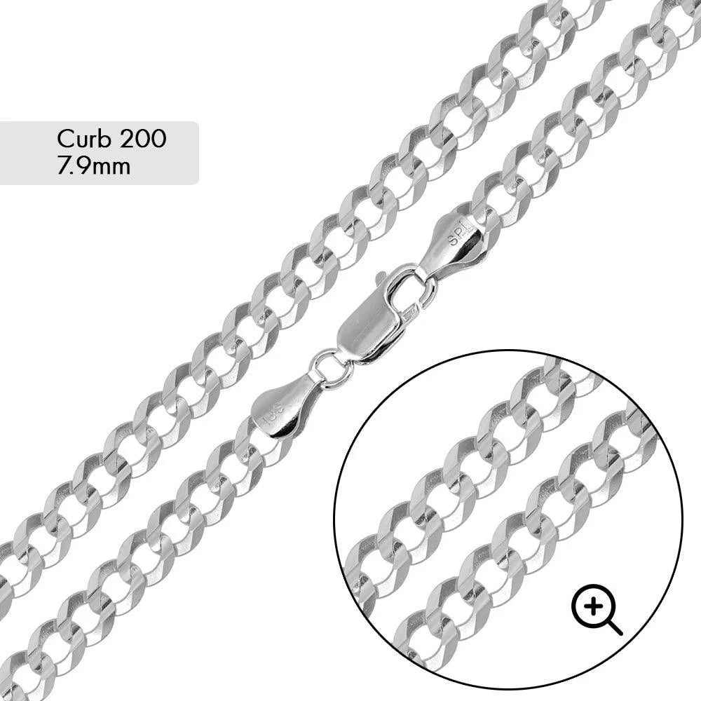 Curb 200 Chain or Bracelet 7.9mm