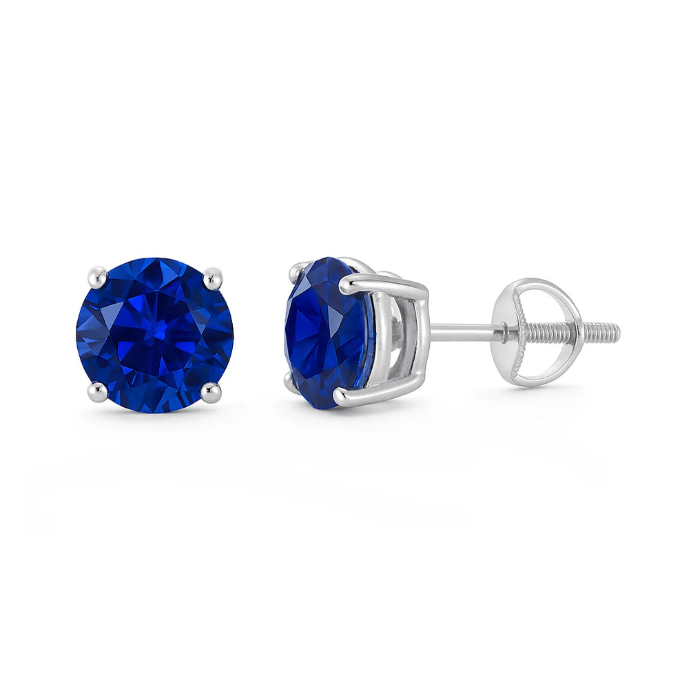Rhodium Plated 925 Sterling Silver Lab Ruby Earrings