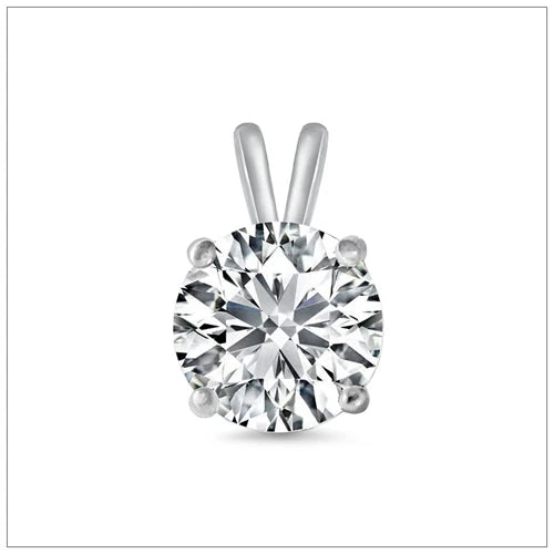 Rhodium Plated 925 Silver Lab Diamond Round Pendant