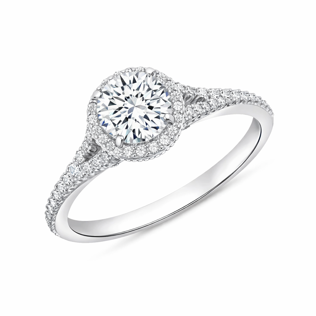 Silver 925 Rhodium Plated 2 Carat Moissanite Round Solitaire Ring