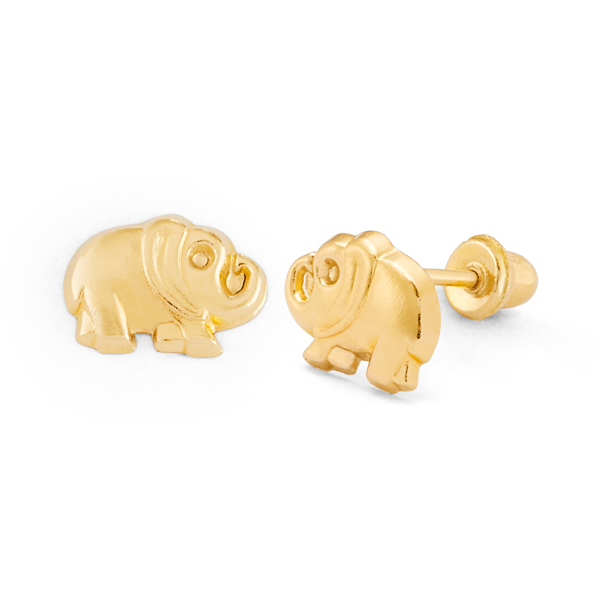 14K Gold Screw Back Elephant Earring