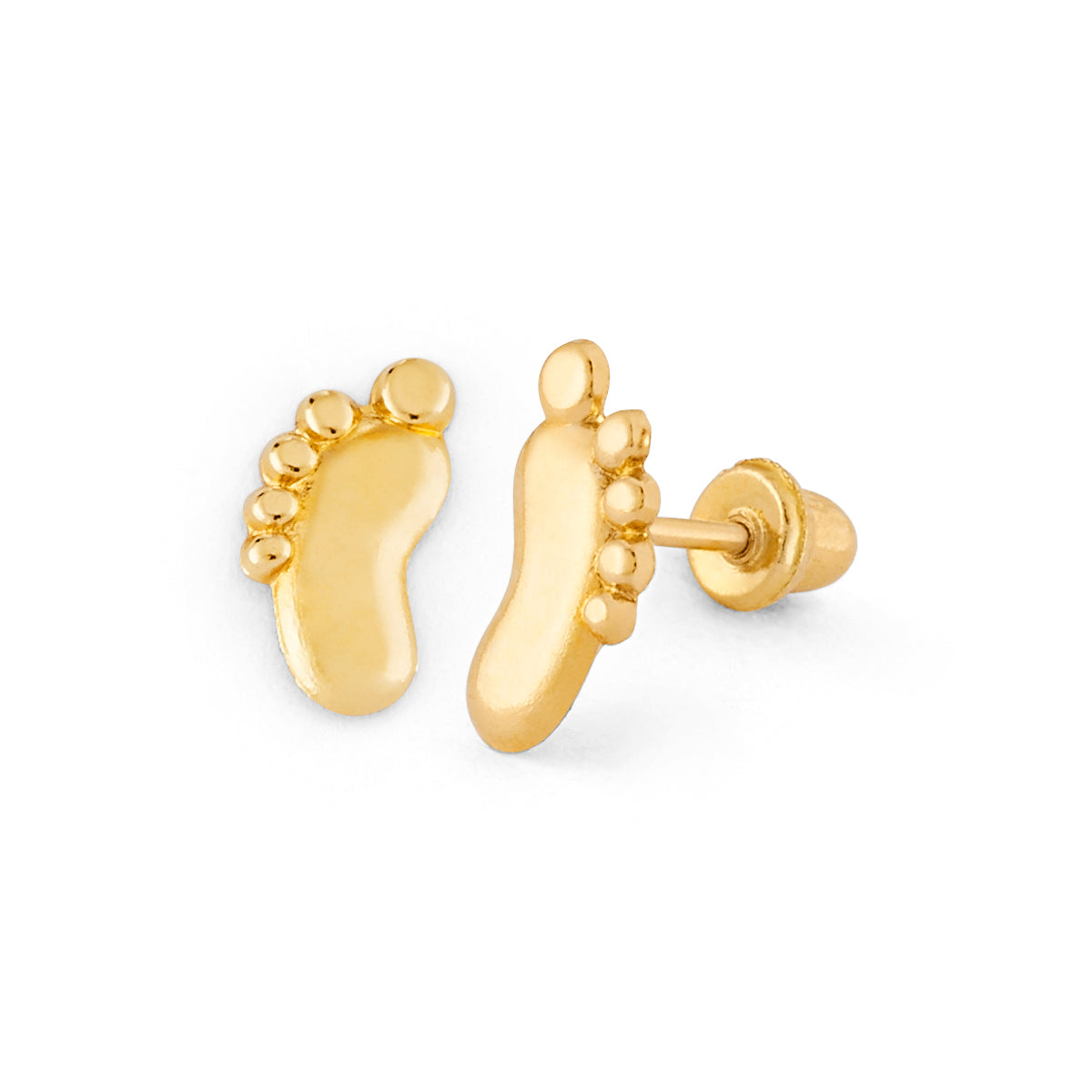 14K Gold Baby Feet Screw-Back Earrings