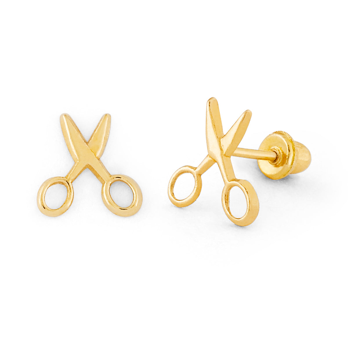 14K Gold Screw Back Scissor Earring