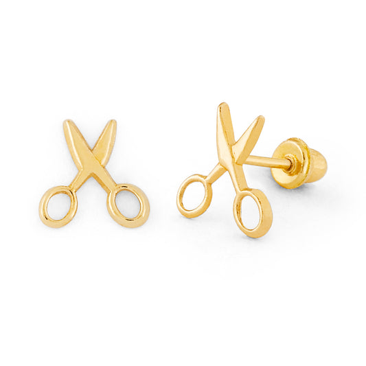 14K Gold Screw Back Scissor Earring
