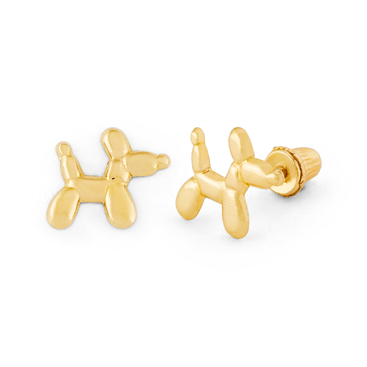 14K Screw Back Pup Earring
