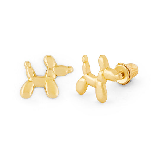 14K Screw Back Pup Earring