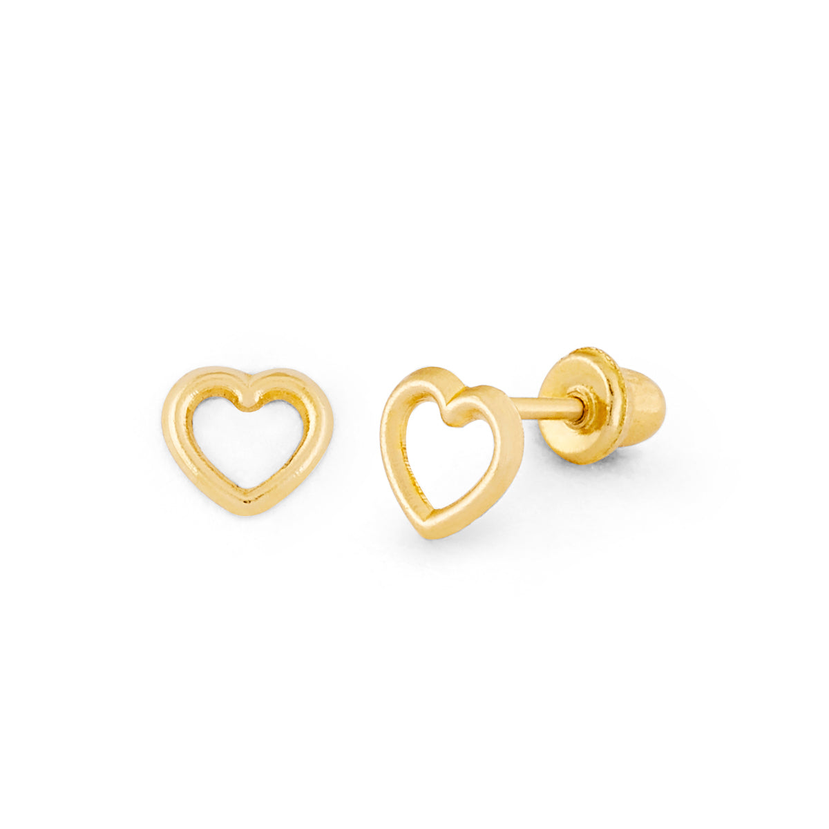 14K Gold Screw Back Heart Earring