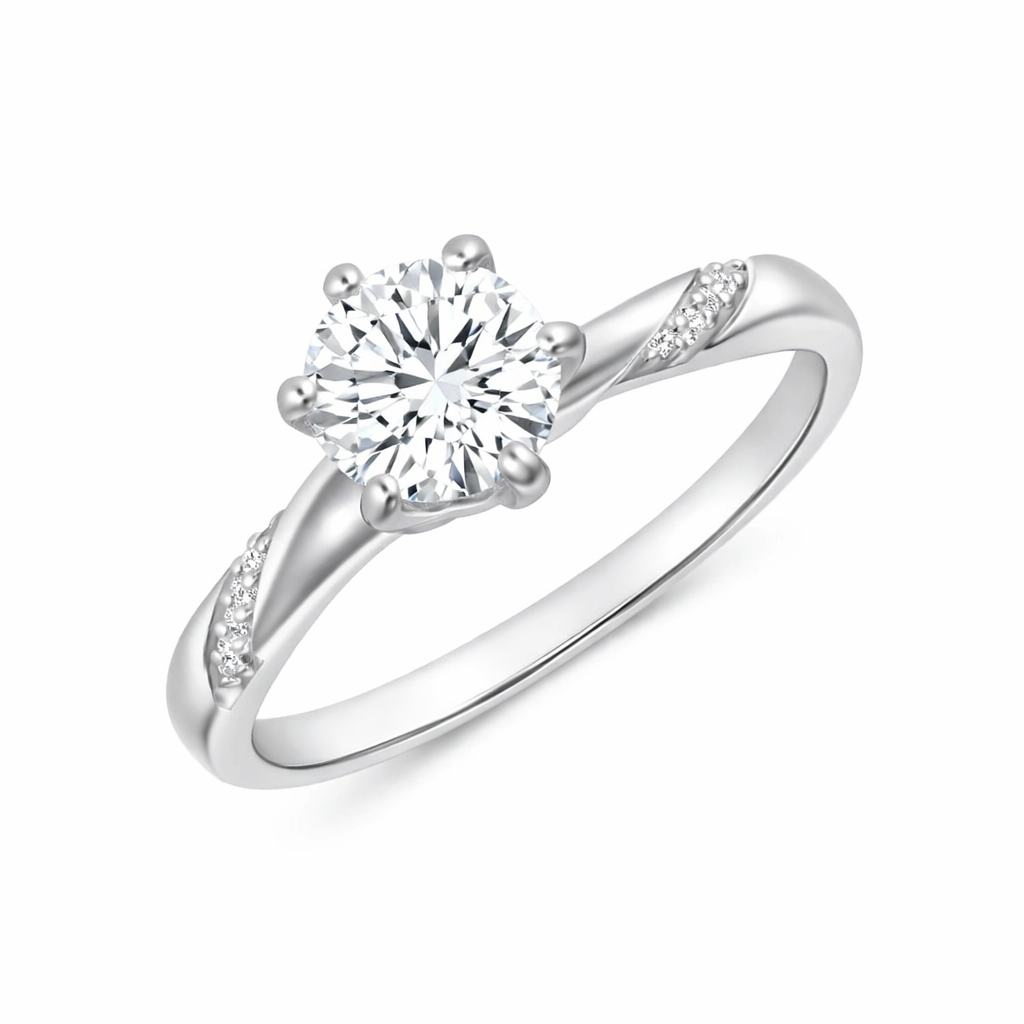 Silver 925 Rhodium Plated 1 Carat Moissanite Solitaire Ring