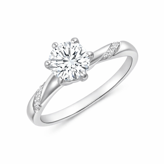 Silver 925 Rhodium Plated 1 Carat Moissanite Solitaire Ring