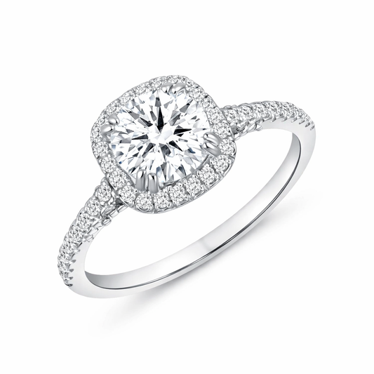 Silver 925 Rhodium Plated 2 Carat Moissanite Round Solitaire Ring