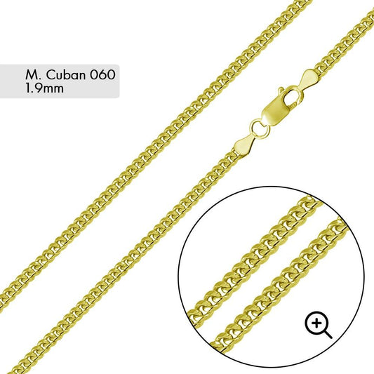 Gold Plated 925 Sterling Silver Miami Cuban 200 Chain 7mm
