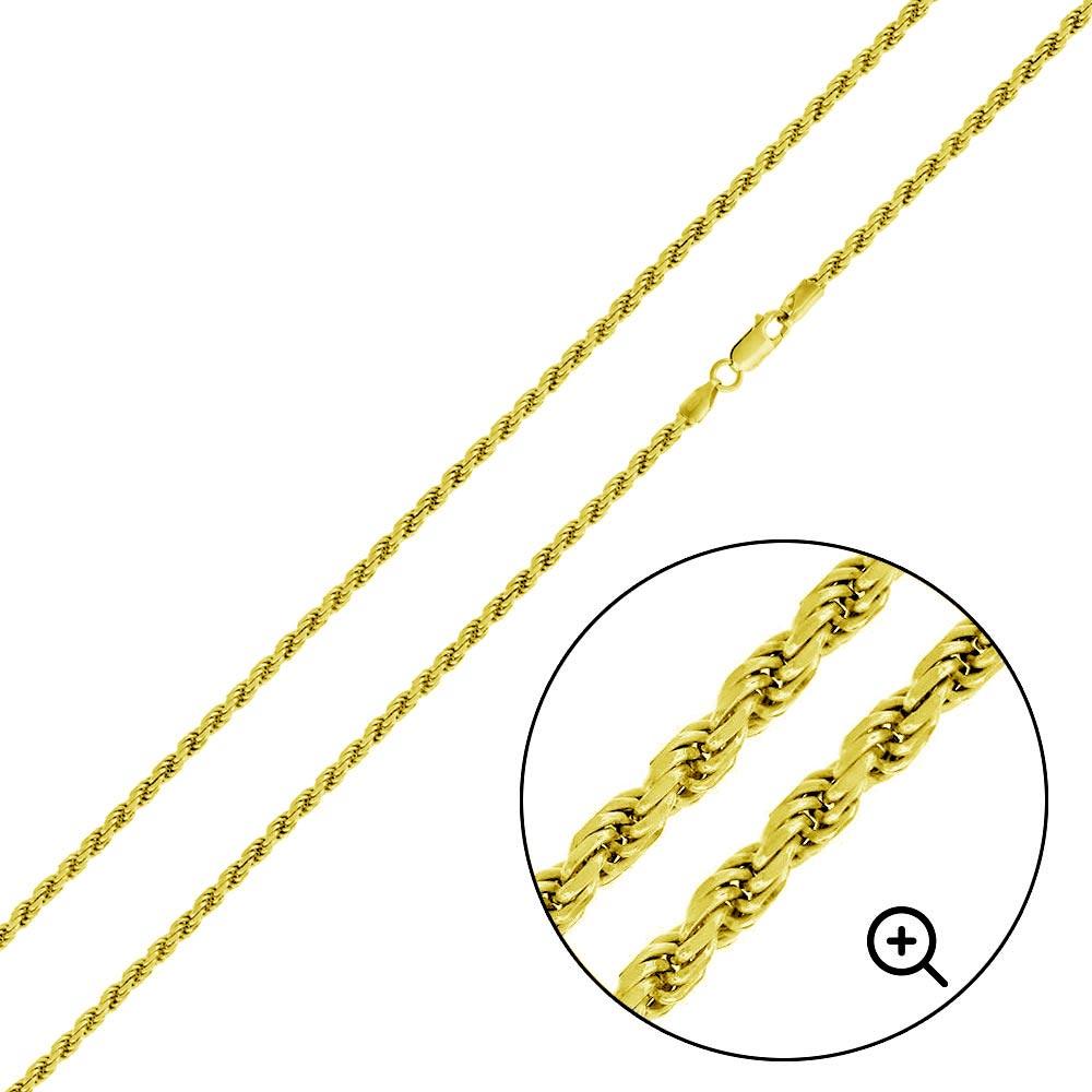 Gold Plated 925 Sterling Silver Rope 060 Chain or Bracelet 2.8mm