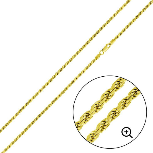 Gold Plated 925 Sterling Silver Rope 100 Chain or Bracelet 4.4mm
