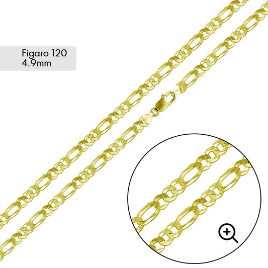 Silver Gold Plated Figaro 150 Chain or Bracelet 8.9mm