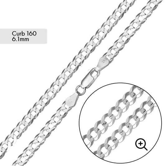 Curb 160 Chain or Bracelet 6.1mm