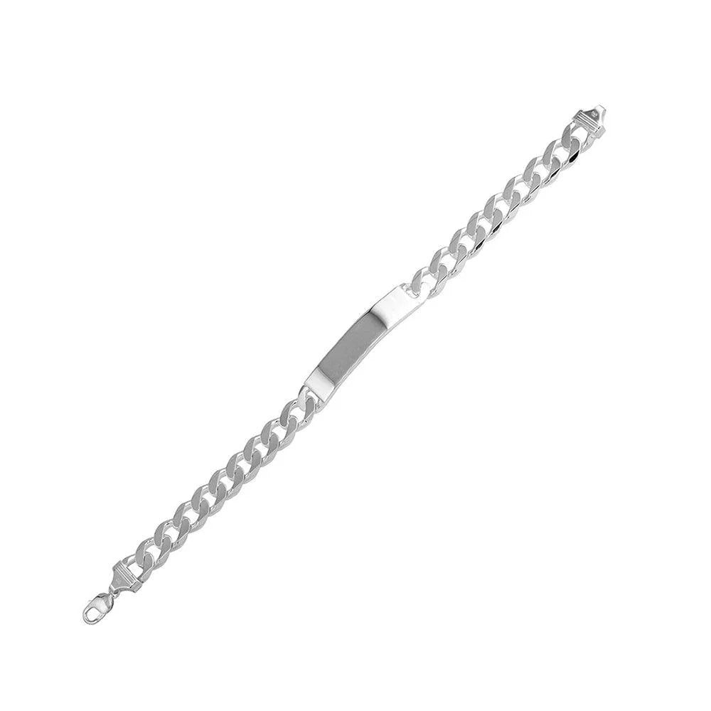 925 Sterling Silver Engravable ID Super Flat Curb 120 Bracelet 4.5mm