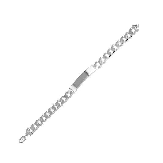 925 Sterling Silver Engravable ID Super Flat Curb 120 Bracelet 4.5mm