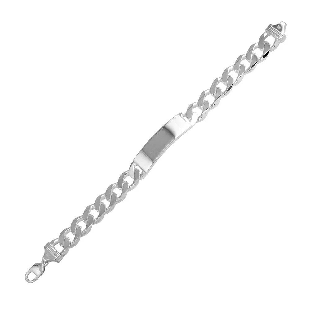 Silver 925 Engraveable ID Curb 350 Bracelet 12.9mm