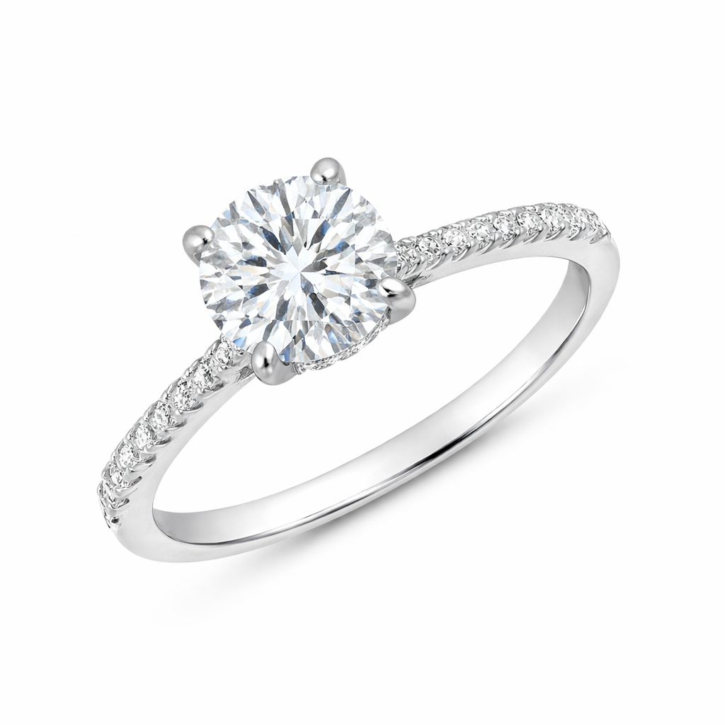 Silver 925 Rhodium Plated 2 Carat Moissanite Solitaire Ring