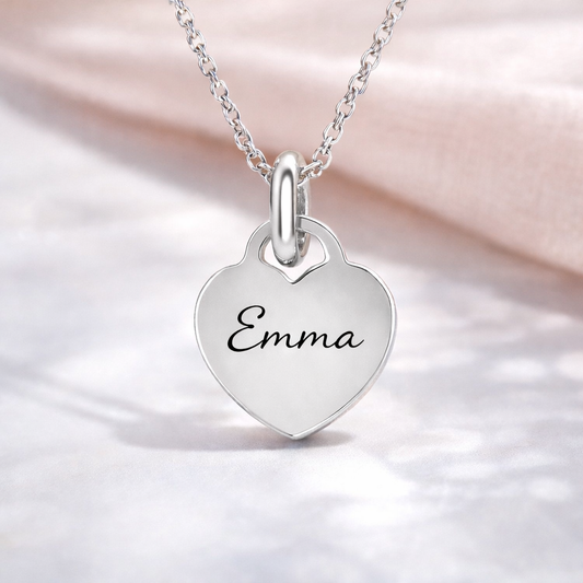 Personalized Name Engraved 925 Sterling Silver Heart Necklace