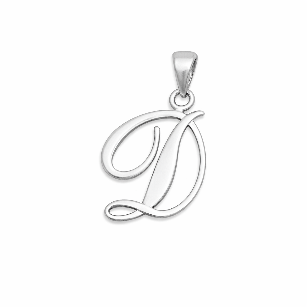 Rhodium plated 925 Silver Initial Pendants 30mm