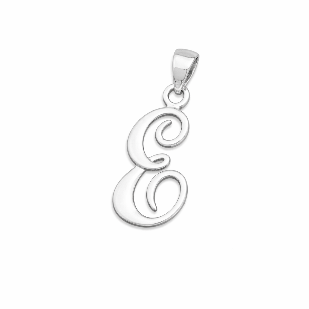 Rhodium plated 925 Silver Initial Pendants 30mm