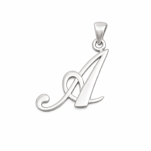 Rhodium plated 925 Silver Initial Pendants 30mm