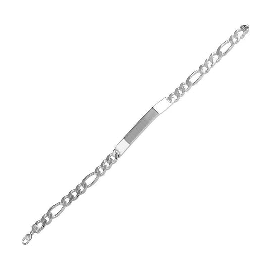 Silver 925 Engravable ID Super Flat Figaro 120 Bracelet 4.5mm