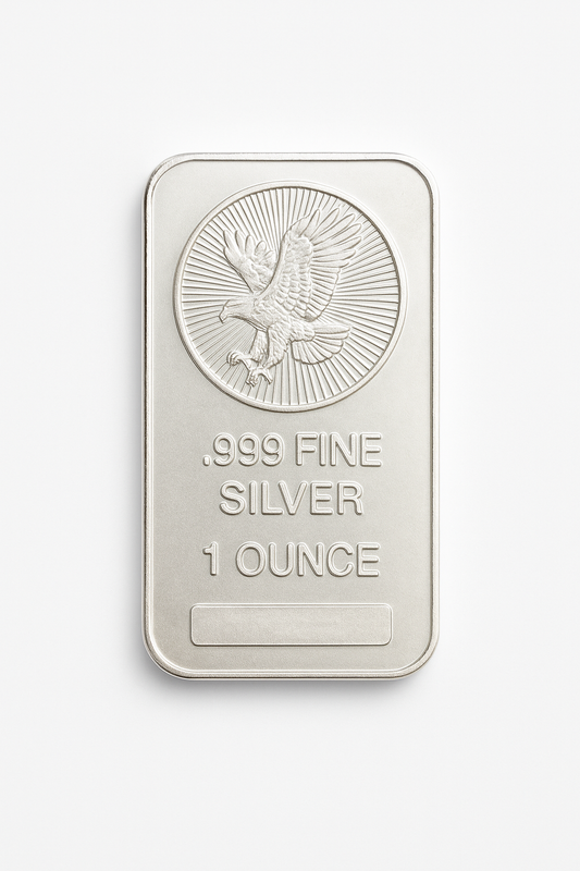 1 oz .999 Fine Silver Eagle Design Bar