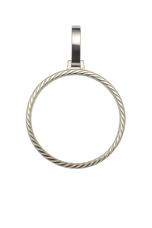 Silver Round Coin Frame Pendant