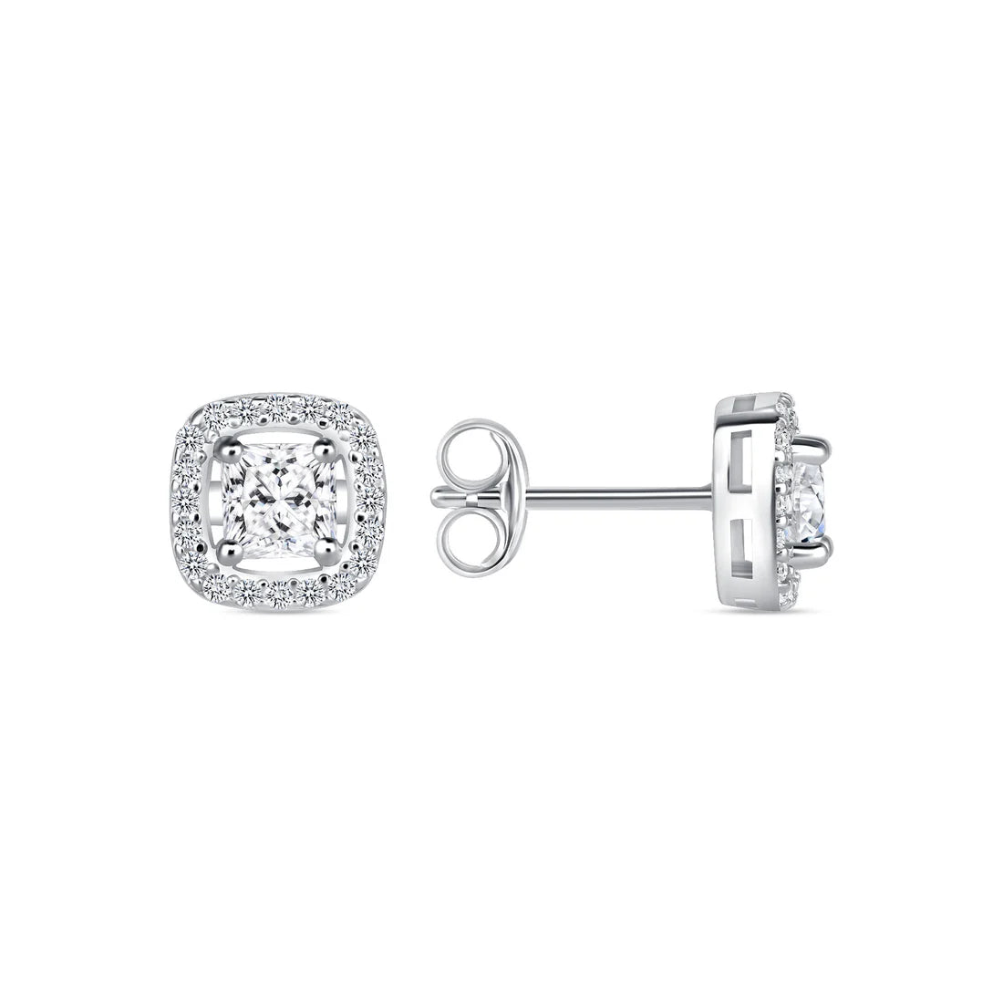 Silver 925 Rhodium Plated 0.4 Carat Round Moissanite Stud Earring