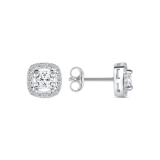Silver 925 Rhodium Plated 0.4 Carat Round Moissanite Stud Earring