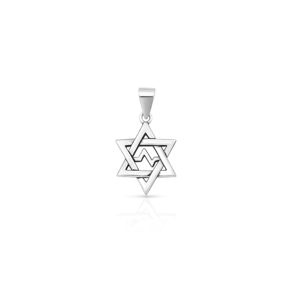 High polished 925 Silver Star of David Pendant