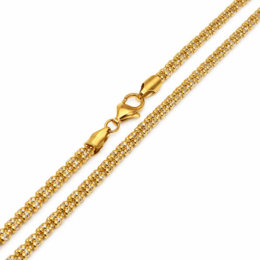 Gold Plated 925 Sterling Silver Ice 4 Sided Diamond Cut 180 3.6mm Chain or Bracelet