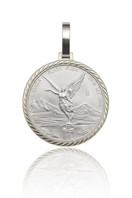 1 oz Plata Pura .999 Silver Coin 2018 Mexico Libertad and Bezel