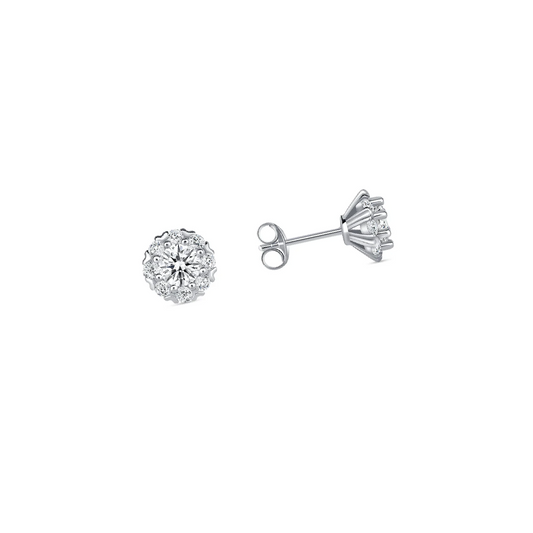 Silver 925 Rhodium Plated 5 mm. Moissanite Stud Earring