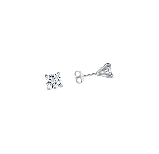 Silver 925 Rhodium Plated 5 mm Round Moissanite Stud Earring