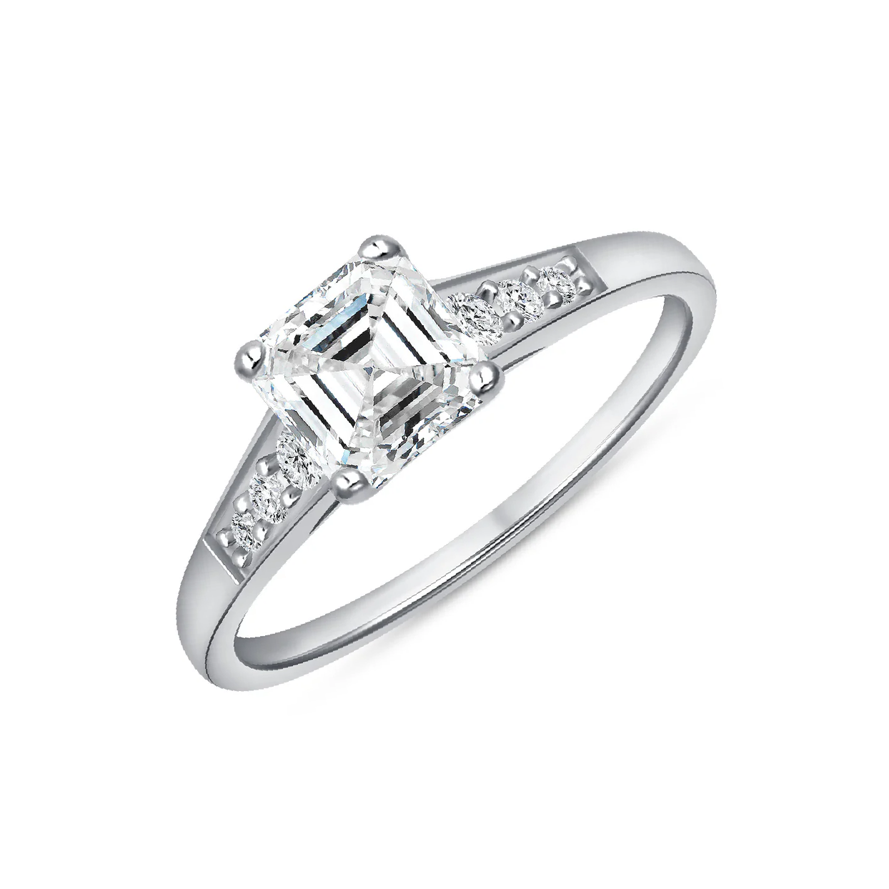 Silver 925 Rhodium Plated 1.2 Carat Moissanite Square Solitaire Ring