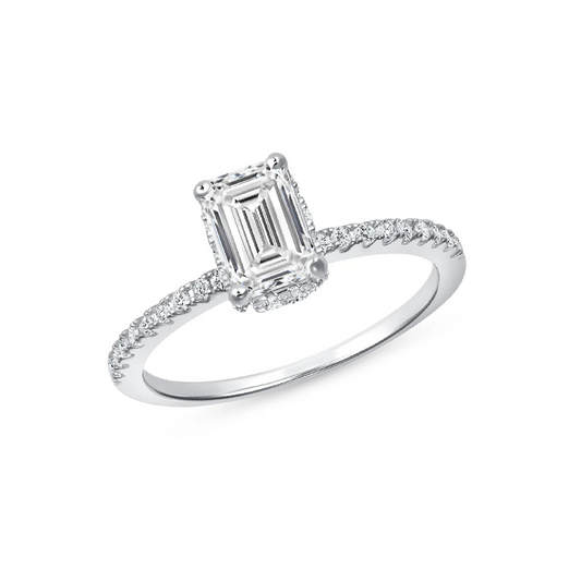 Silver 925 Rhodium Plated 1 Carat Moissanite Rectangle Solitaire Ring