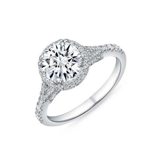 Silver 925 Rhodium Plated 2 Carat Moissanite Round Solitaire Ring