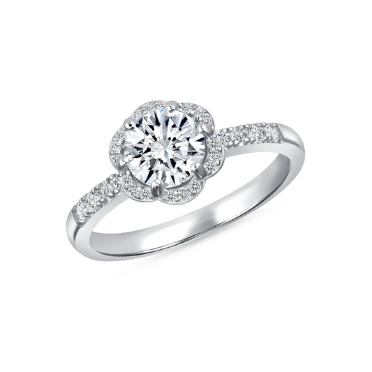 Silver 925 Rhodium Plated 1 Carat Moissanite Solitaire Ring